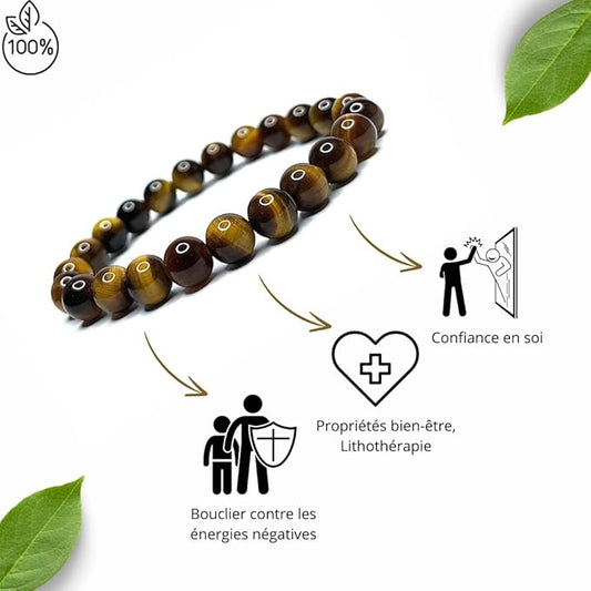 Bracelet en œil de tigre naturel à perles de 8 mm