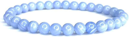Bracelet Calcédoine Bleue Naturelle – Perles 6 mm