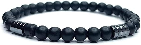Bracelet Obsidienne Noire & Hématite 6 mm – Homme