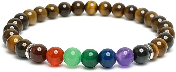 Bracelet 7 Chakras Œil de Tigre 6 mm – Homme & Femme