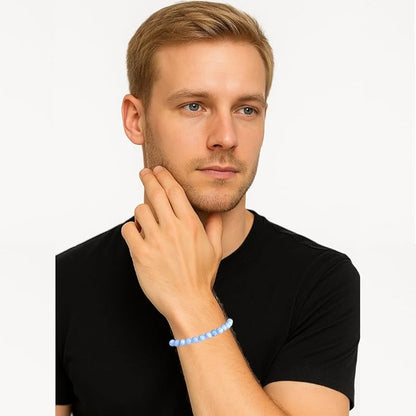 Bracelet Calcédoine Bleue Naturelle – Perles 6 mm