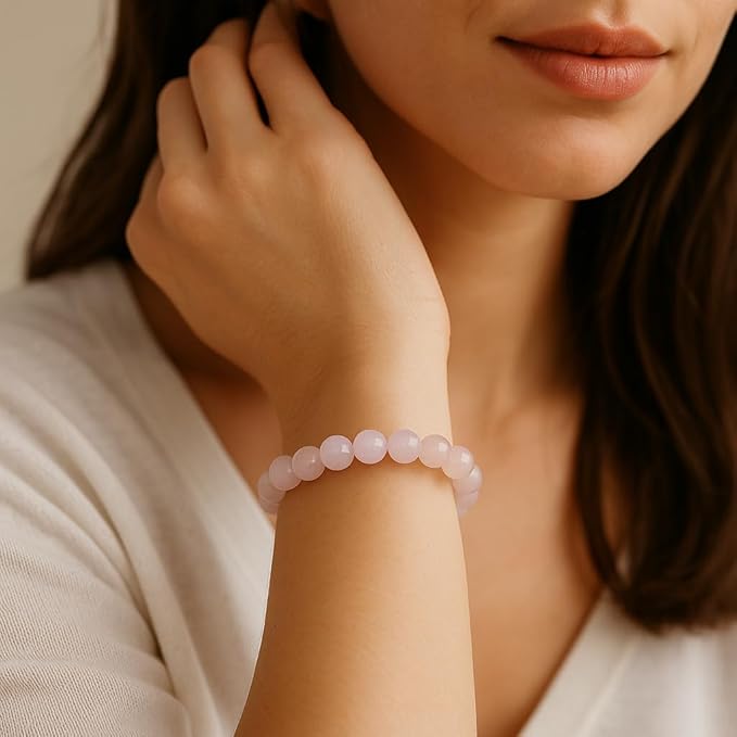 Bracelet Quartz Rose – Pierre Naturelle 8mm - Une pierre douce et apaisante, associée à l’amour, à l’harmonie et à l’équilibre émotionnel.