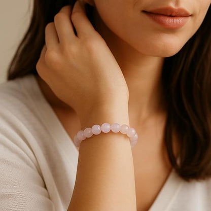 Bracelet Quartz Rose Naturel – Perles 8 mm