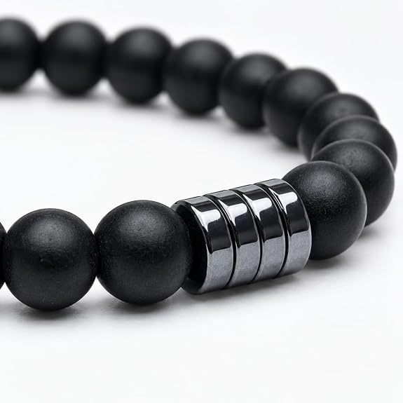 Bracelet Obsidienne Noire & Hématite 6 mm – Homme