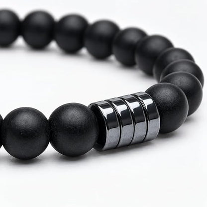 Bracelet Obsidienne Noire & Hématite 6 mm – Homme