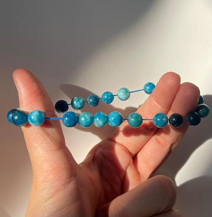 Bracelet Apatite Bleue Naturelle – Perles 8 mm
