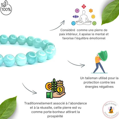 Bracelet Jade Émeraude Naturel – Perles 8 mm