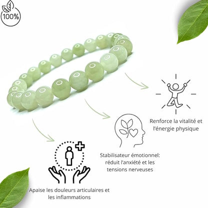 Bracelet Jade Vert Clair Naturel – Perles 8 mm