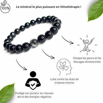 Bracelet Obsidienne Œil Céleste – Perles 8 mm