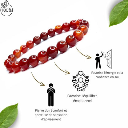 Bracelet Cornaline Naturelle – Perles 8 mm