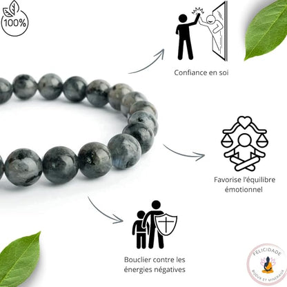 Bracelet Larvikite Naturelle – Perles 8 mm