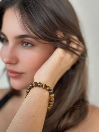 Bracelet Œil de Tigre Naturel – Perles 8 mm