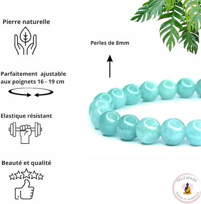 Bracelet Jade Émeraude Naturel – Perles 8 mm
