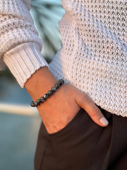 Bracelet Larvikite Naturelle – Perles 8 mm