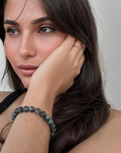 Bracelet Larvikite Naturelle – Perles 8 mm