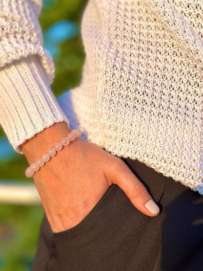 Bracelet Quartz Rose Naturel – Perles 8 mm