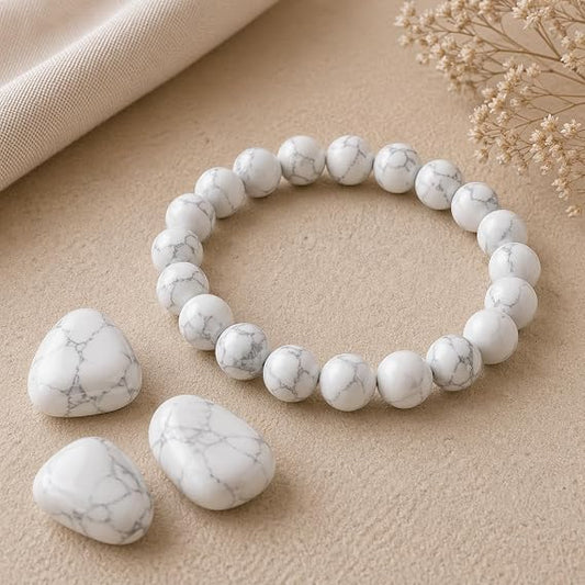 Bracelet en Howlite Naturelle 8 mm – Homme & Femme