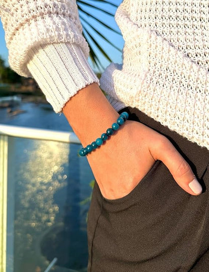 Bracelet Apatite Bleue Naturelle – Perles 8 mm