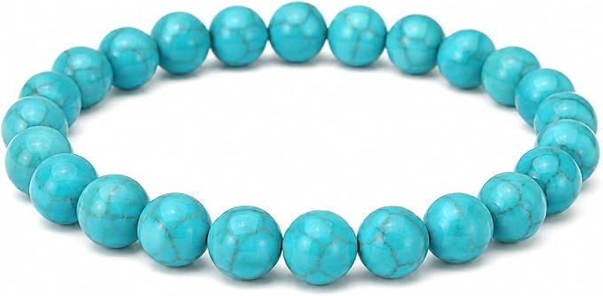 Bracelet Turquoise Naturelle Felicidade – perles 8 mm sur fond blanc