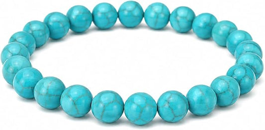 Bracelet Turquoise Naturelle Felicidade – perles 8 mm sur fond blanc