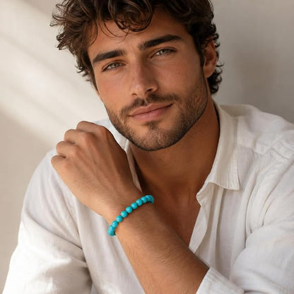 Bracelet Turquoise Naturelle Felicidade porté par un homme