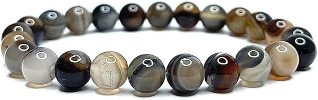 Bracelet Felicidade en agate du Botswana naturelle 8 mm – photo principale