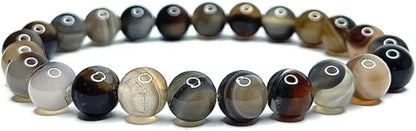 Bracelet Felicidade en agate du Botswana naturelle 8 mm – photo principale